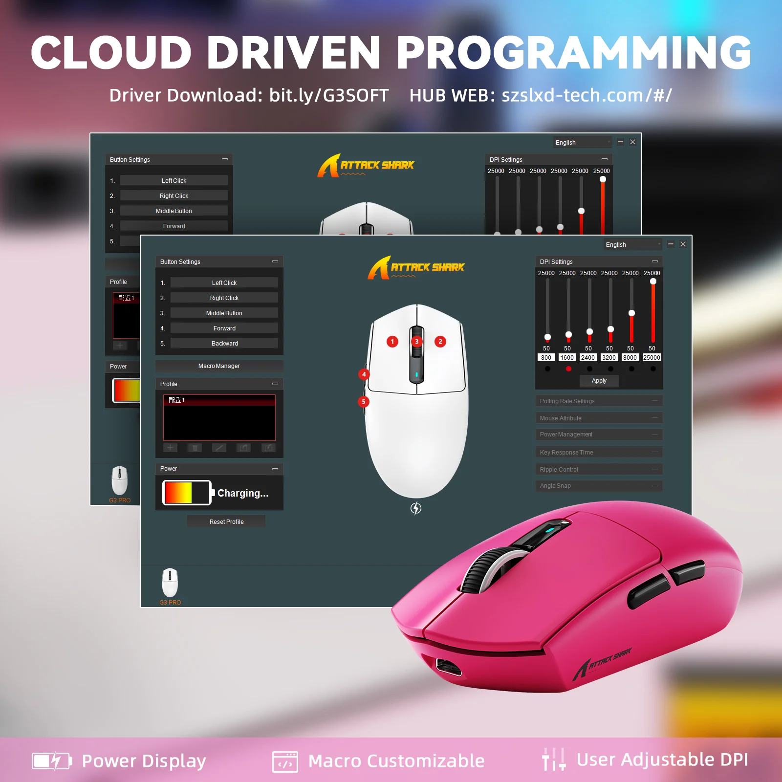 ATTACK SHARK G3PRO Tri-mode Wireless Gaming Mouse with Charge Dock 25000 DPI Ultra Lightweight 22 ATTACK SHARK G3PRO Tri-mode Wireless Gaming Mouse with Charge Dock 25000 DPI Ultra Lightweight