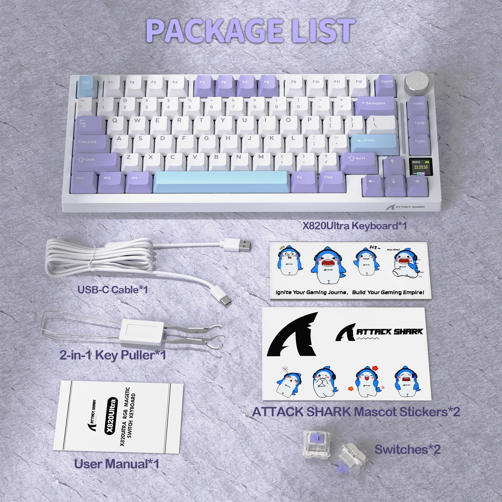 ATTACK SHARK X820Ultra Tri-mode Gasket Mechanical Keyboard 24 ATTACK SHARK X820Ultra Tri-mode Gasket Mechanical Keyboard