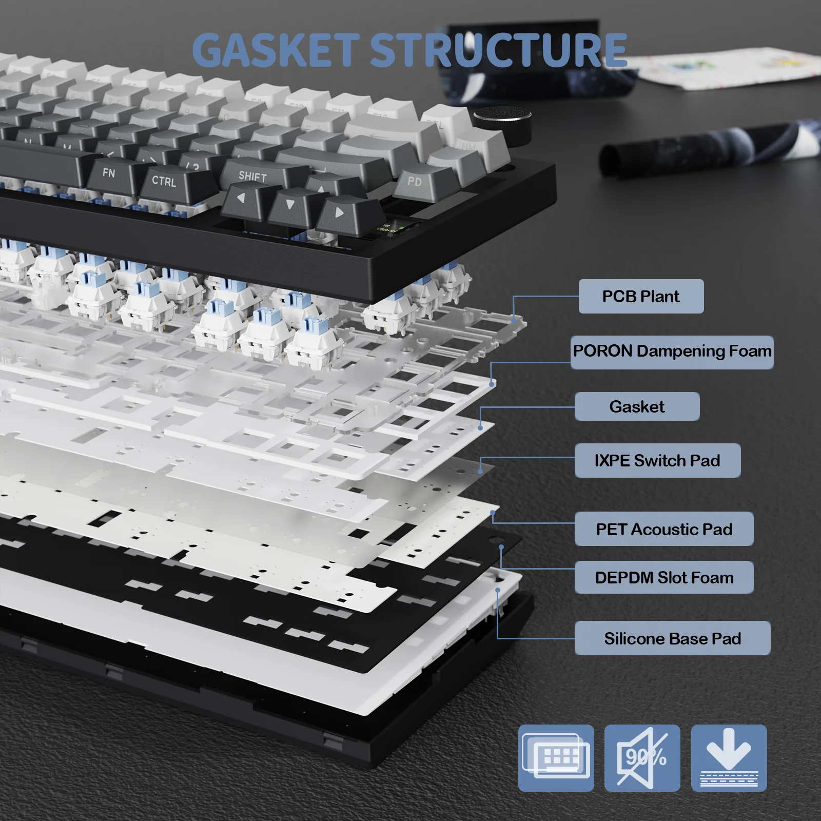 ATTACK SHARK X820Ultra Tri-mode Gasket Mechanical Keyboard 45 ATTACK SHARK X820Ultra Tri-mode Gasket Mechanical Keyboard