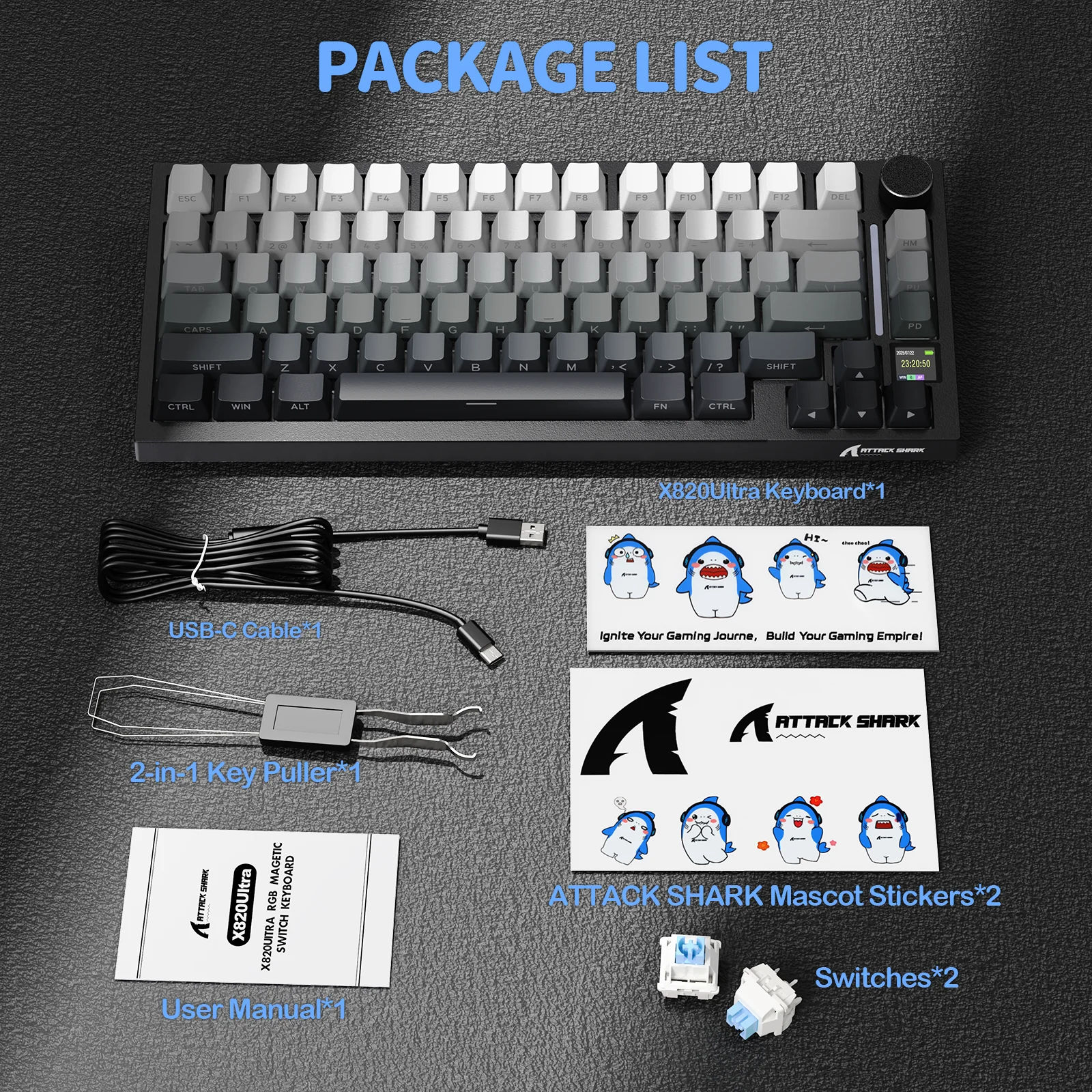 ATTACK SHARK X820Ultra Tri-mode Gasket Mechanical Keyboard 46 ATTACK SHARK X820Ultra Tri-mode Gasket Mechanical Keyboard