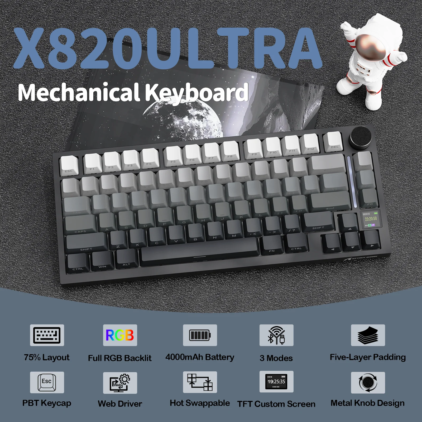 ATTACK SHARK X820Ultra Tri-mode Gasket Mechanical Keyboard 49 ATTACK SHARK X820Ultra Tri-mode Gasket Mechanical Keyboard