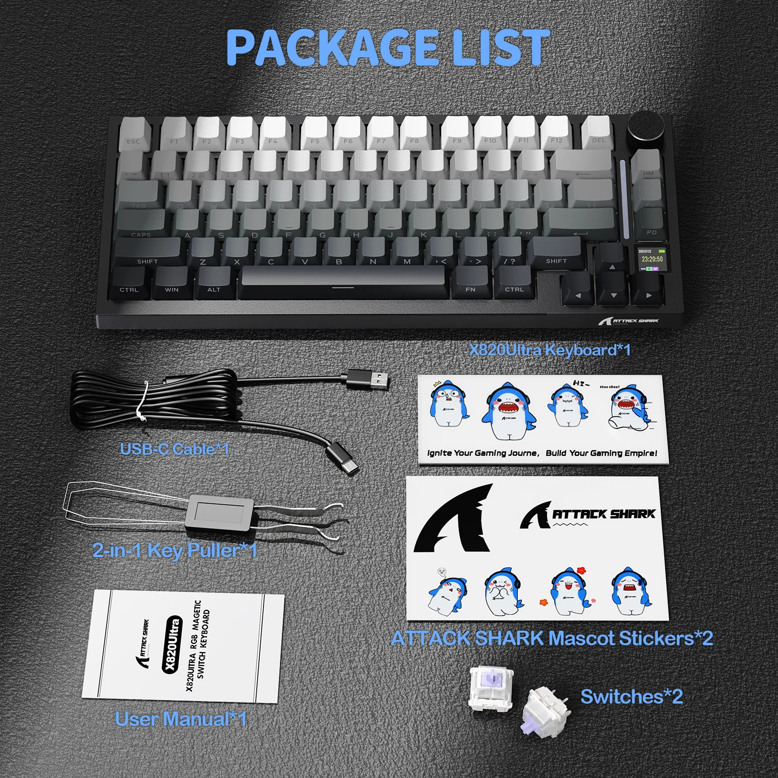 ATTACK SHARK X820Ultra Tri-mode Gasket Mechanical Keyboard 55 ATTACK SHARK X820Ultra Tri-mode Gasket Mechanical Keyboard