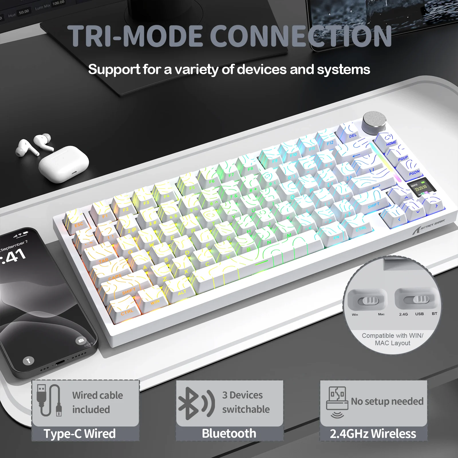 ATTACK SHARK X820Ultra Tri-mode Gasket Mechanical Keyboard 66 ATTACK SHARK X820Ultra Tri-mode Gasket Mechanical Keyboard