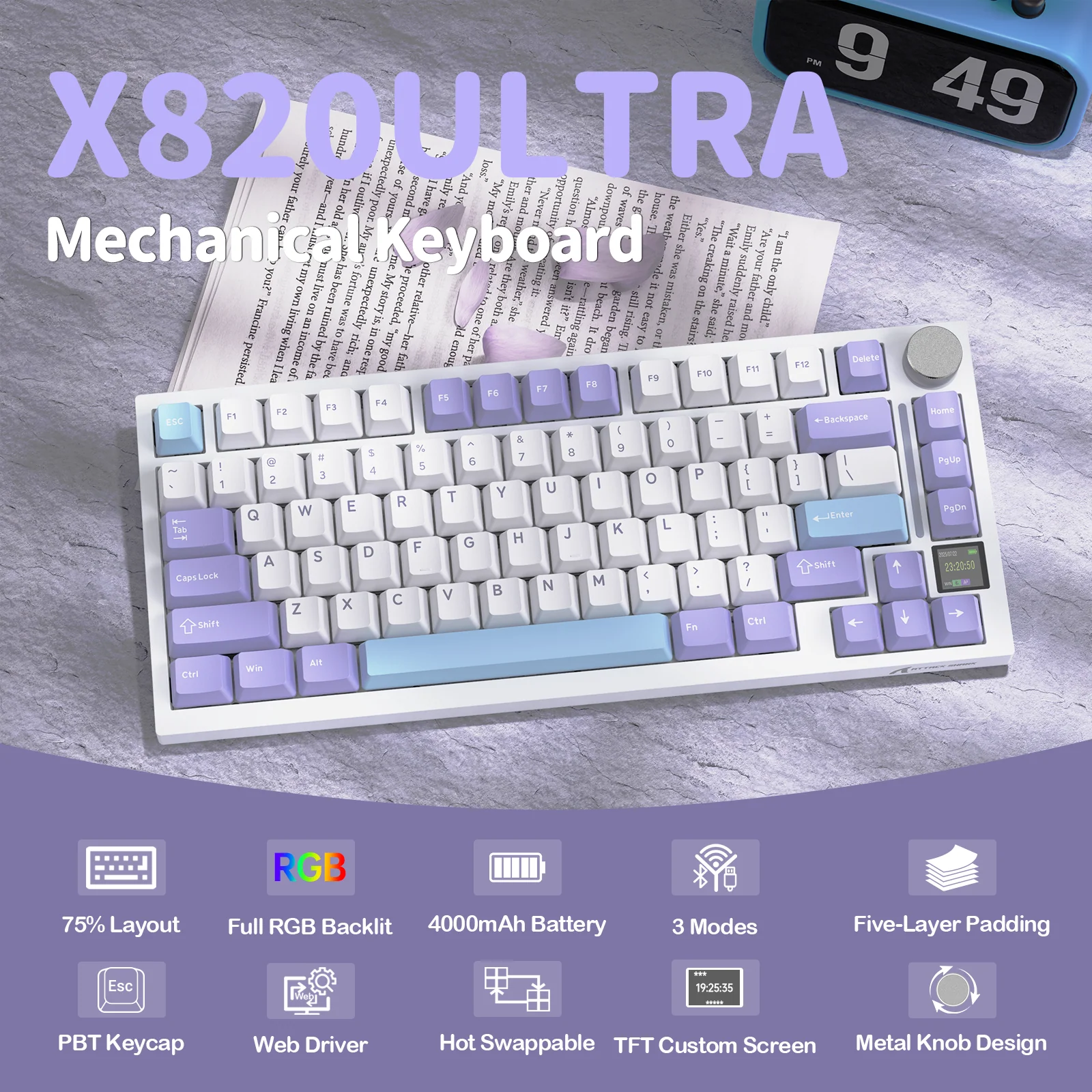 ATTACK SHARK X820Ultra Tri-mode Gasket Mechanical Keyboard 9 ATTACK SHARK X820Ultra Tri-mode Gasket Mechanical Keyboard