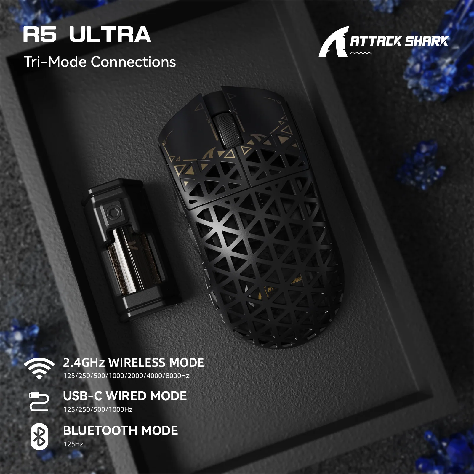 ATTACK SHARK R5 Ultra Carbon Fiber Wireless 8K PAW3950MAX Gaming Mouse 11 ATTACK SHARK R5 Ultra Carbon Fiber Wireless 8K PAW3950MAX Gaming Mouse