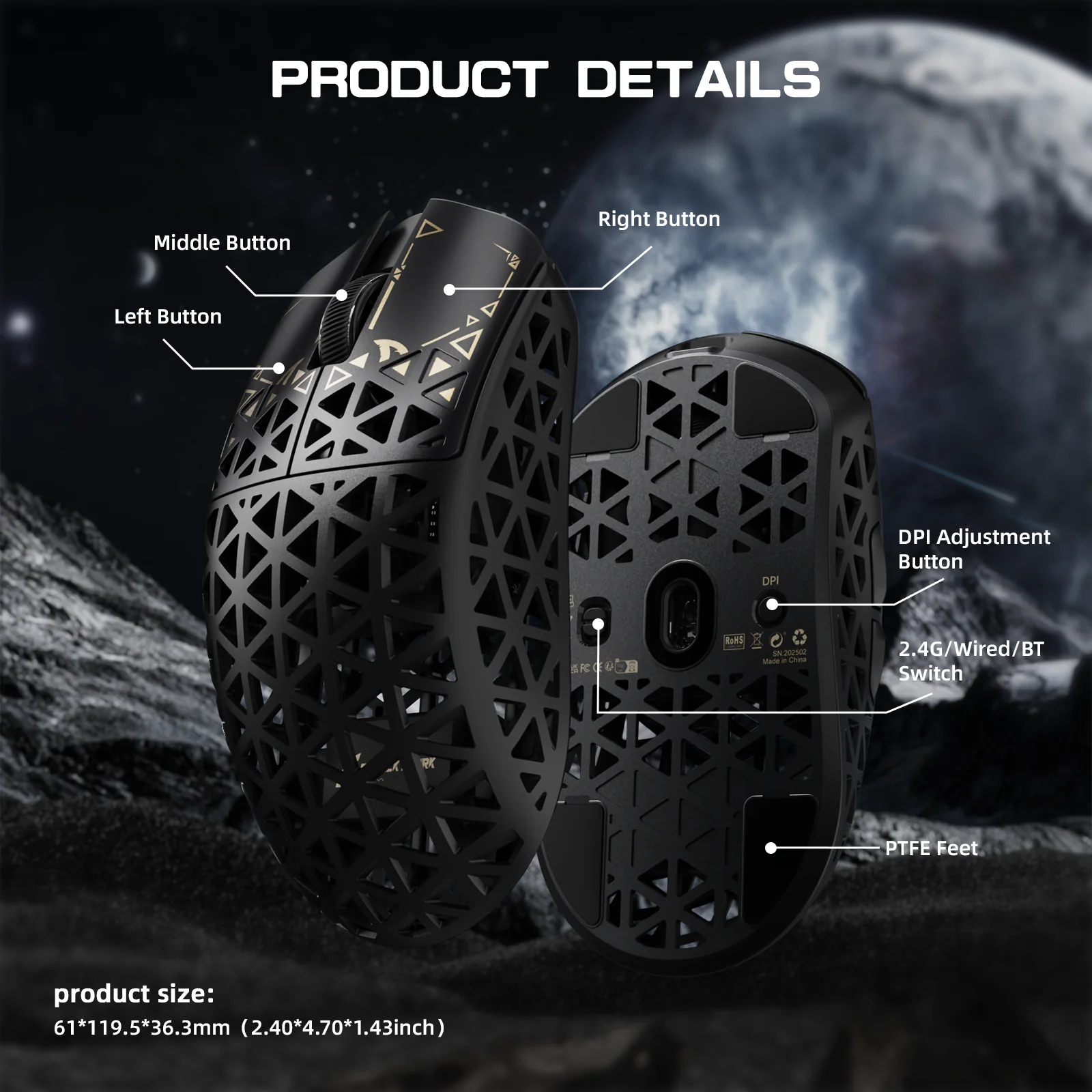 ATTACK SHARK R5 Ultra Carbon Fiber Wireless 8K PAW3950MAX Gaming Mouse 17 ATTACK SHARK R5 Ultra Carbon Fiber Wireless 8K PAW3950MAX Gaming Mouse