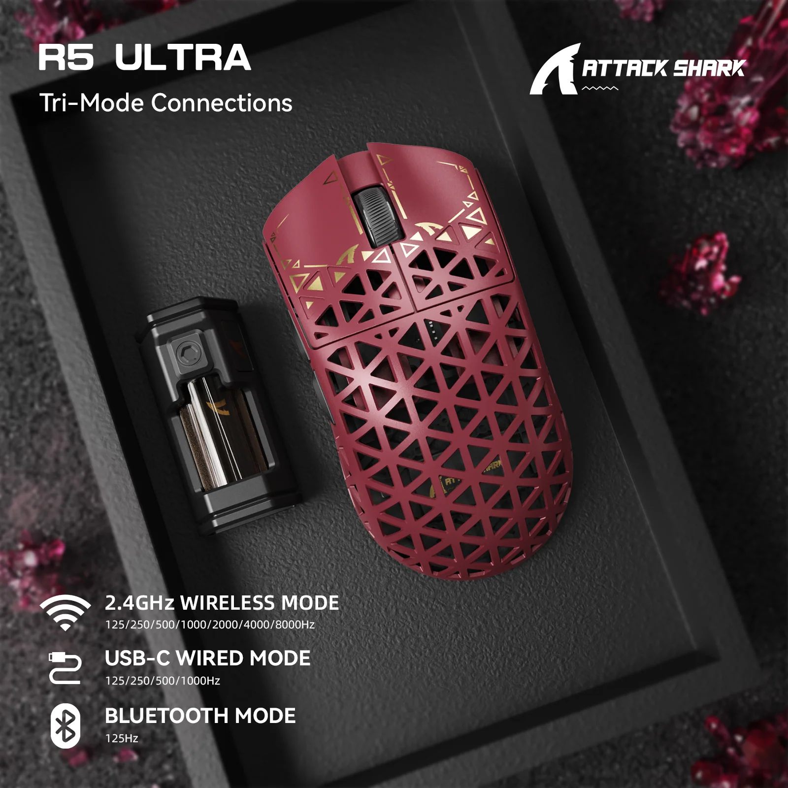 ATTACK SHARK R5 Ultra Carbon Fiber Wireless 8K PAW3950MAX Gaming Mouse 20 ATTACK SHARK R5 Ultra Carbon Fiber Wireless 8K PAW3950MAX Gaming Mouse