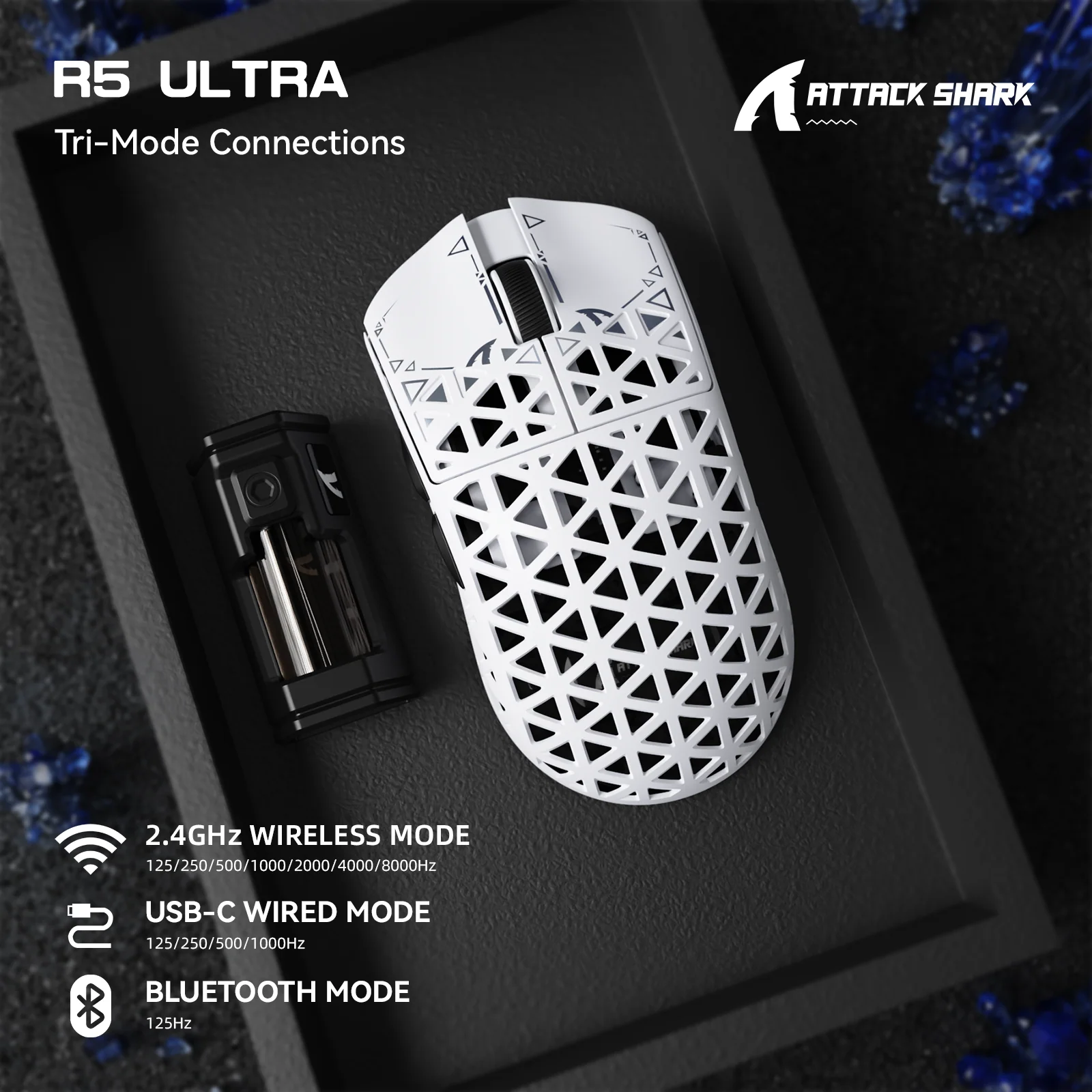 ATTACK SHARK R5 Ultra Carbon Fiber Wireless 8K PAW3950MAX Gaming Mouse 3 ATTACK SHARK R5 Ultra Carbon Fiber Wireless 8K PAW3950MAX Gaming Mouse