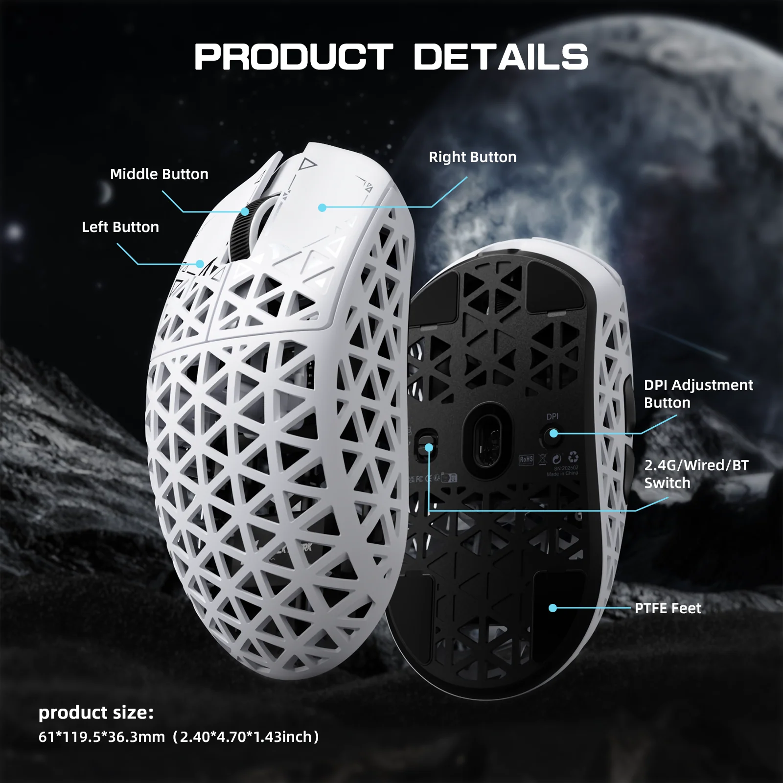 ATTACK SHARK R5 Ultra Carbon Fiber Wireless 8K PAW3950MAX Gaming Mouse 8 ATTACK SHARK R5 Ultra Carbon Fiber Wireless 8K PAW3950MAX Gaming Mouse