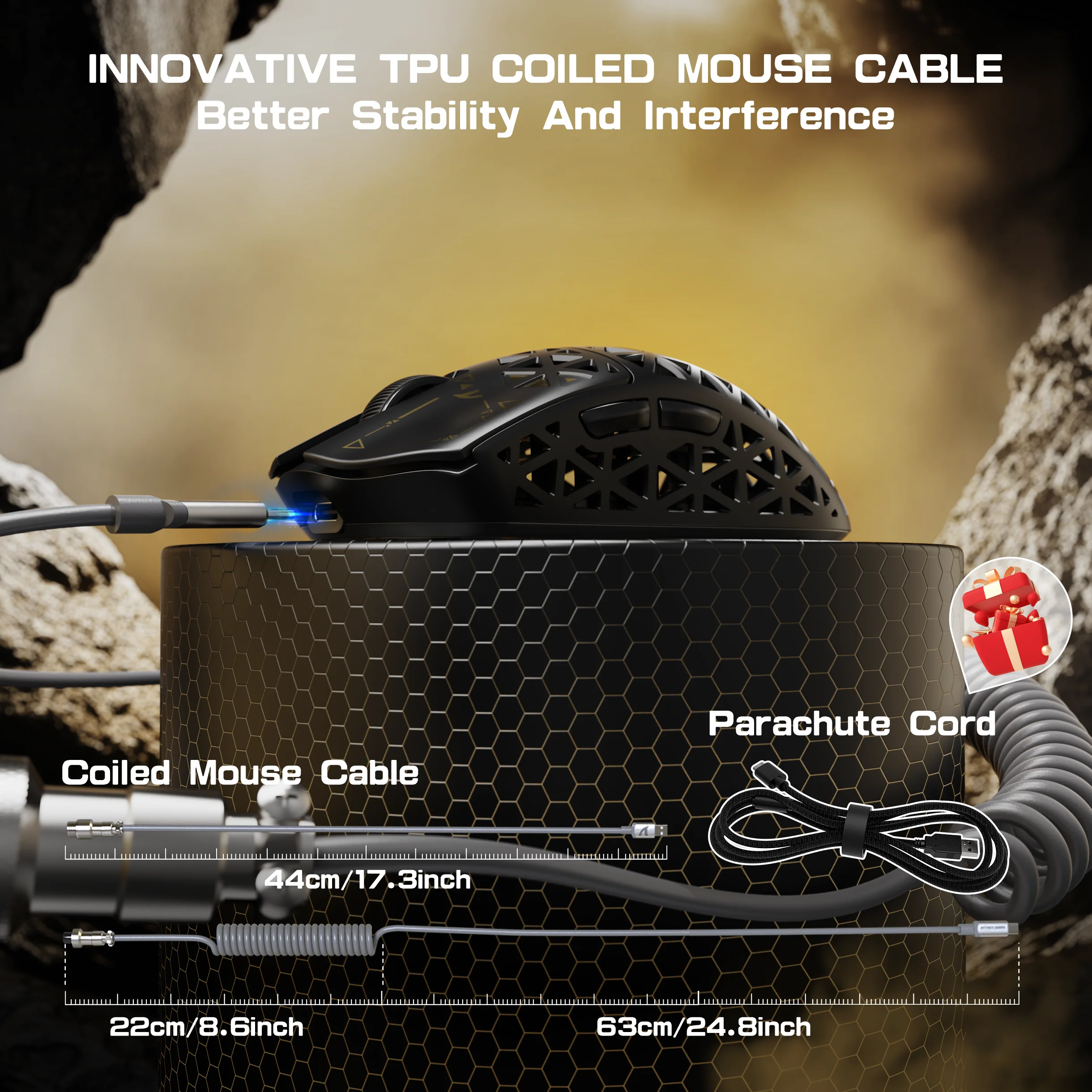 ATTACK SHARK R5 Ultra Carbon Fiber Wireless 8K PAW3950MAX Gaming Mouse with 8K Coiled Cable 9 ATTACK SHARK R5 Ultra Carbon Fiber Wireless 8K PAW3950MAX Gaming Mouse with 8K Coiled Cable