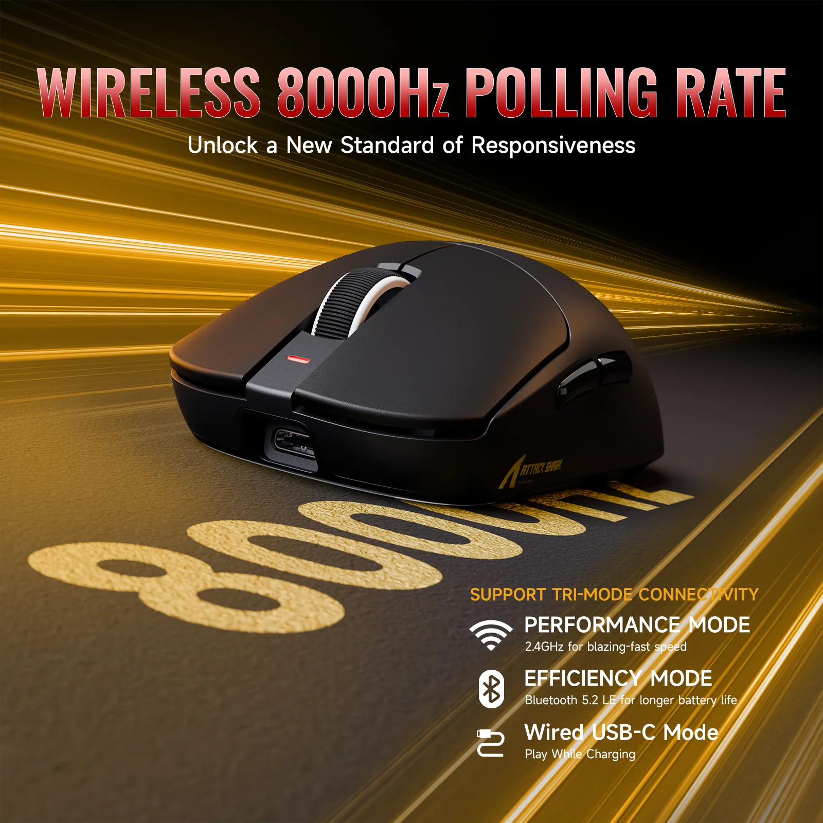 ATTACK SHARK X8 Series Tri-mode  Lightweight Wireless Gaming Mouse