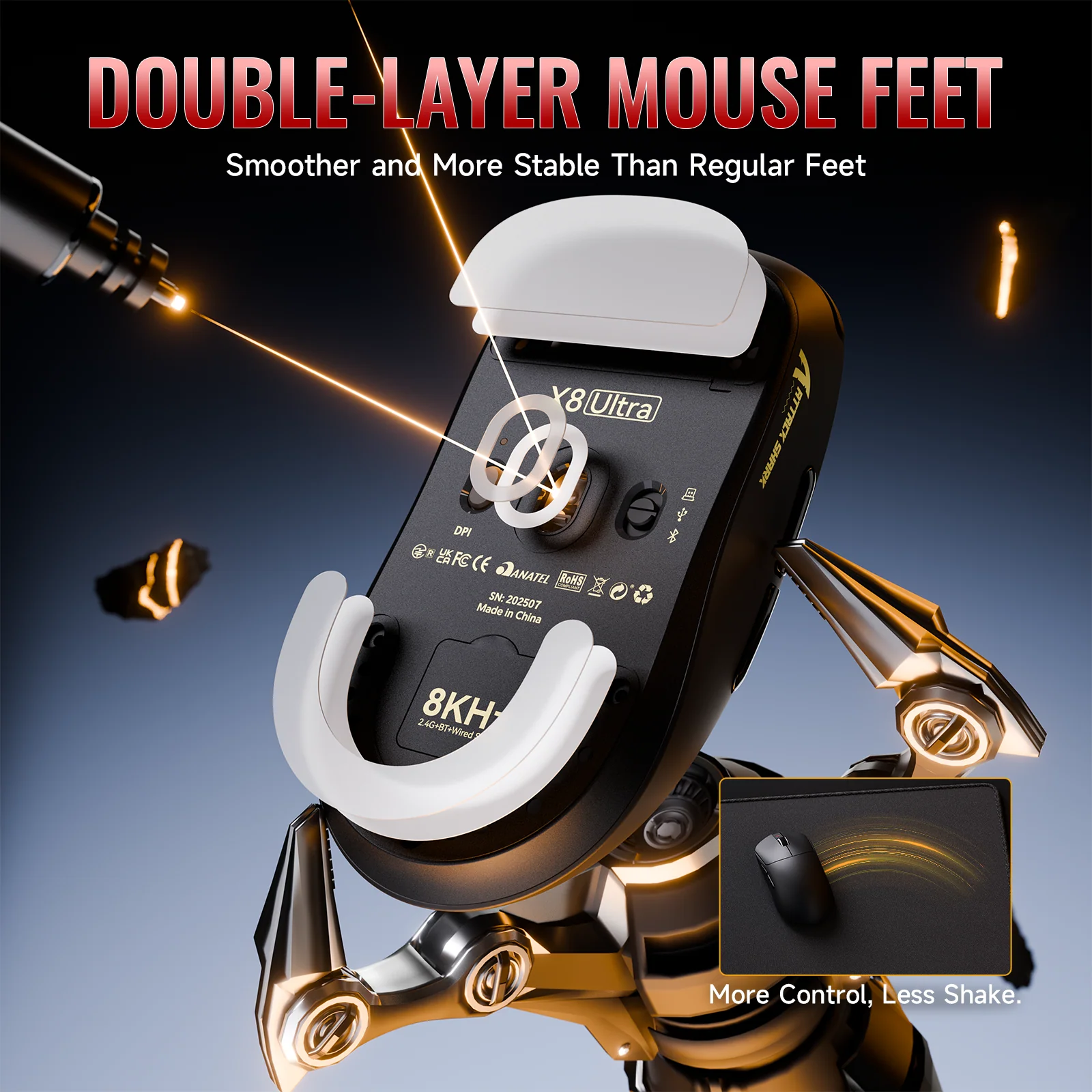 ATTACK SHARK X8 Series Tri-mode  Lightweight Wireless Gaming Mouse