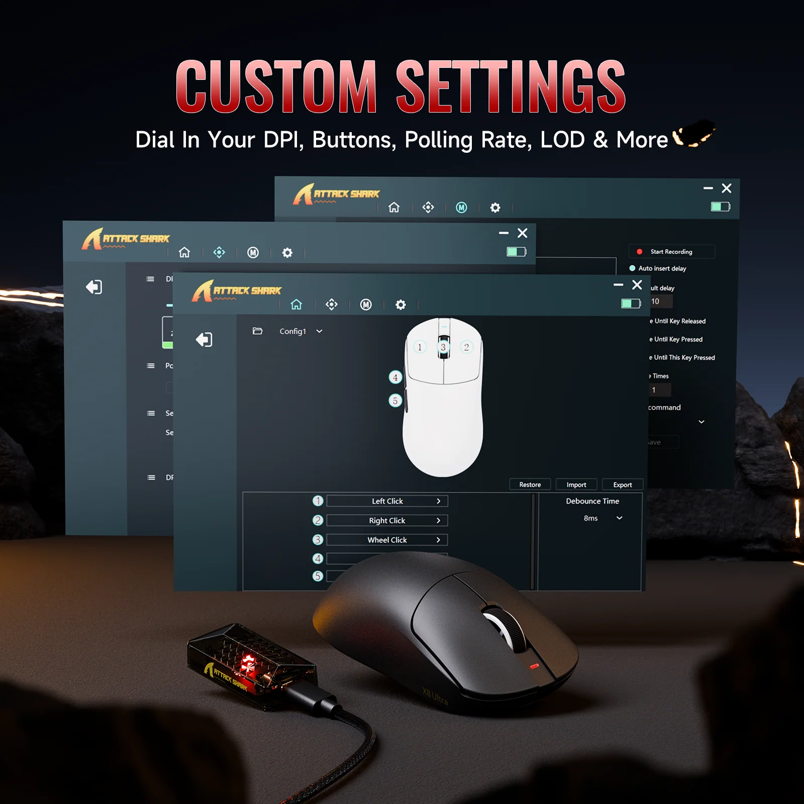 ATTACK SHARK X8 Series Tri-mode  Lightweight Wireless Gaming Mouse