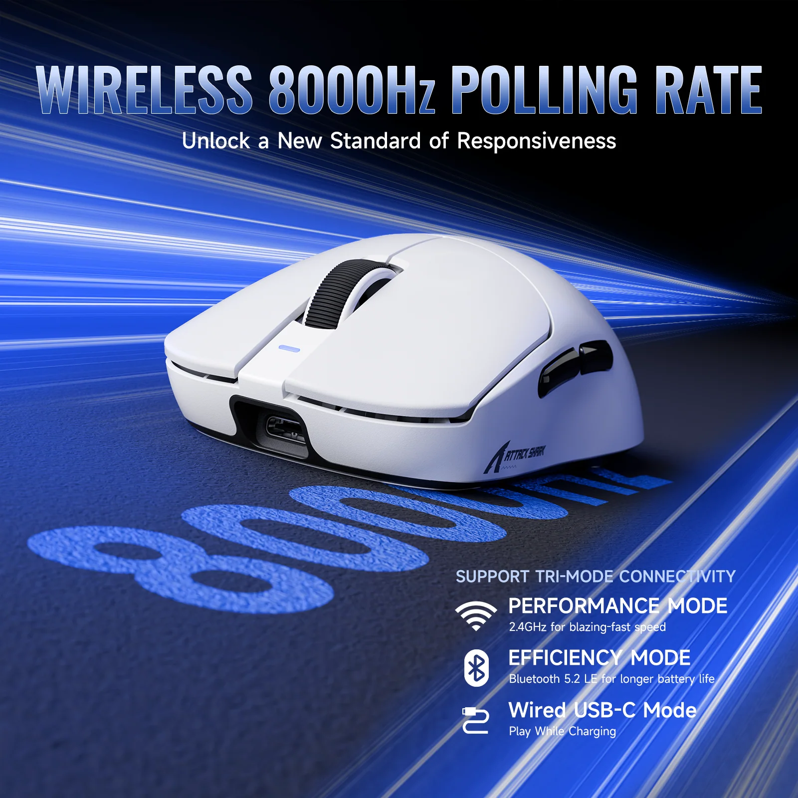 ATTACK SHARK X8 Series Tri-mode  Lightweight Wireless Gaming Mouse