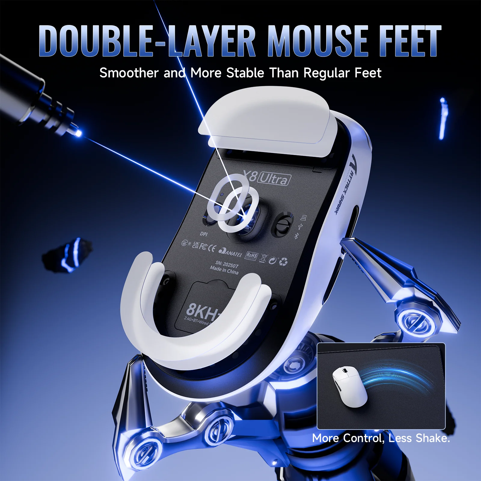 ATTACK SHARK X8 Series Tri-mode  Lightweight Wireless Gaming Mouse