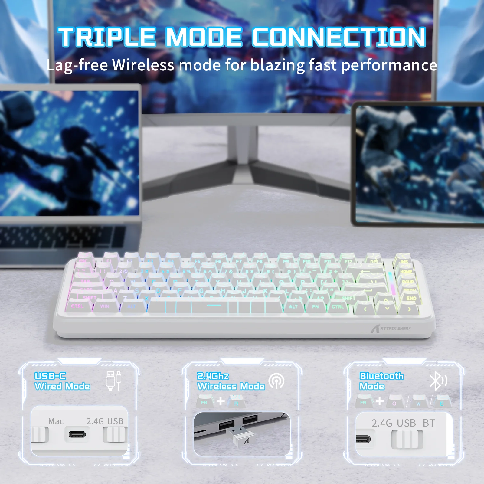ATTACK SHARK X82PRO HE Wireless Rapid Trigger Gaming Keyboard Magnetic Switch 21 ATTACK SHARK X82PRO HE Wireless Rapid Trigger Gaming Keyboard Magnetic Switch