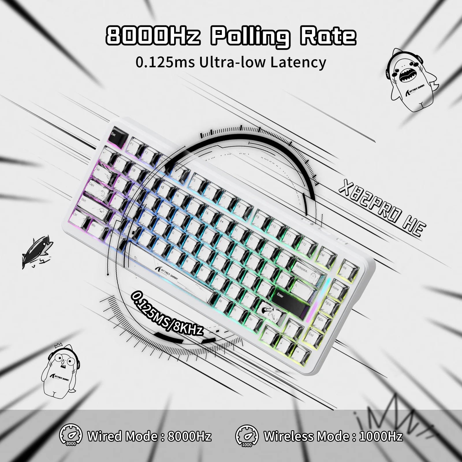 ATTACK SHARK X82PRO HE Wireless Rapid Trigger Gaming Keyboard Magnetic Switch 3 ATTACK SHARK X82PRO HE Wireless Rapid Trigger Gaming Keyboard Magnetic Switch