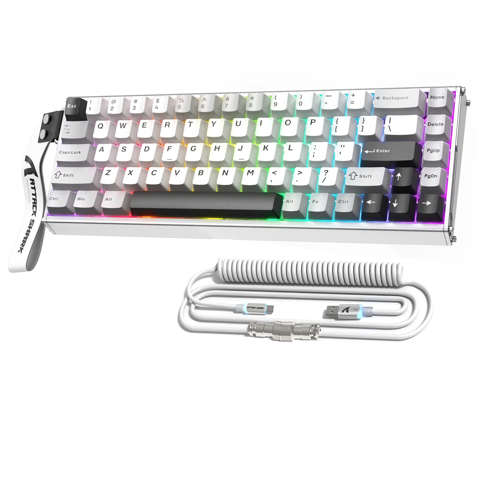 ATTACK SHARK X68MAX HE Rapid Trigger CNC Aluminum Keyboard Magnetic Switch with C01Ultra RGB Coiled Cable