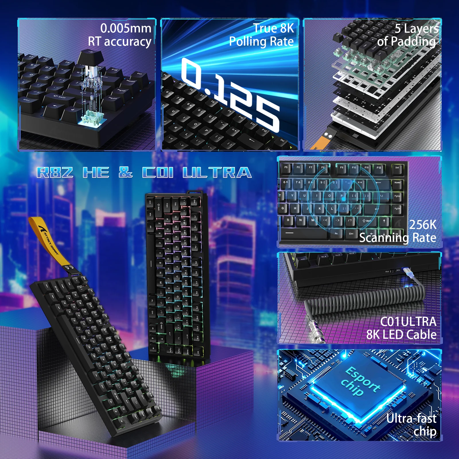 ATTACK SHARK R82 HE Wired 75% Gaming Keyboard with C01ULTRA LED Cable 12 ATTACK SHARK R82 HE Wired 75% Gaming Keyboard with C01ULTRA LED Cable