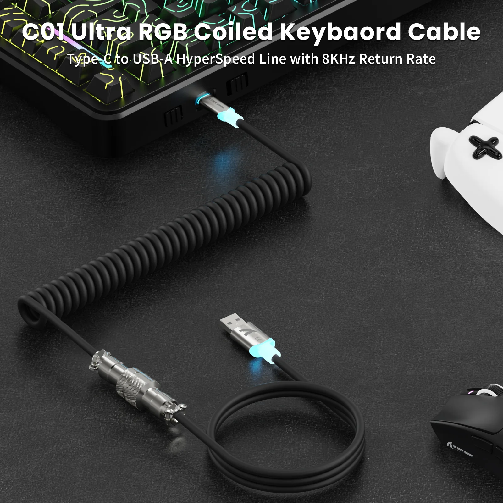 ATTACK SHARK X82PRO HE Magnetic Keyboard With C01Ultra RGB Coiled Cable 18 ATTACK SHARK X82PRO HE Magnetic Keyboard With C01Ultra RGB Coiled Cable