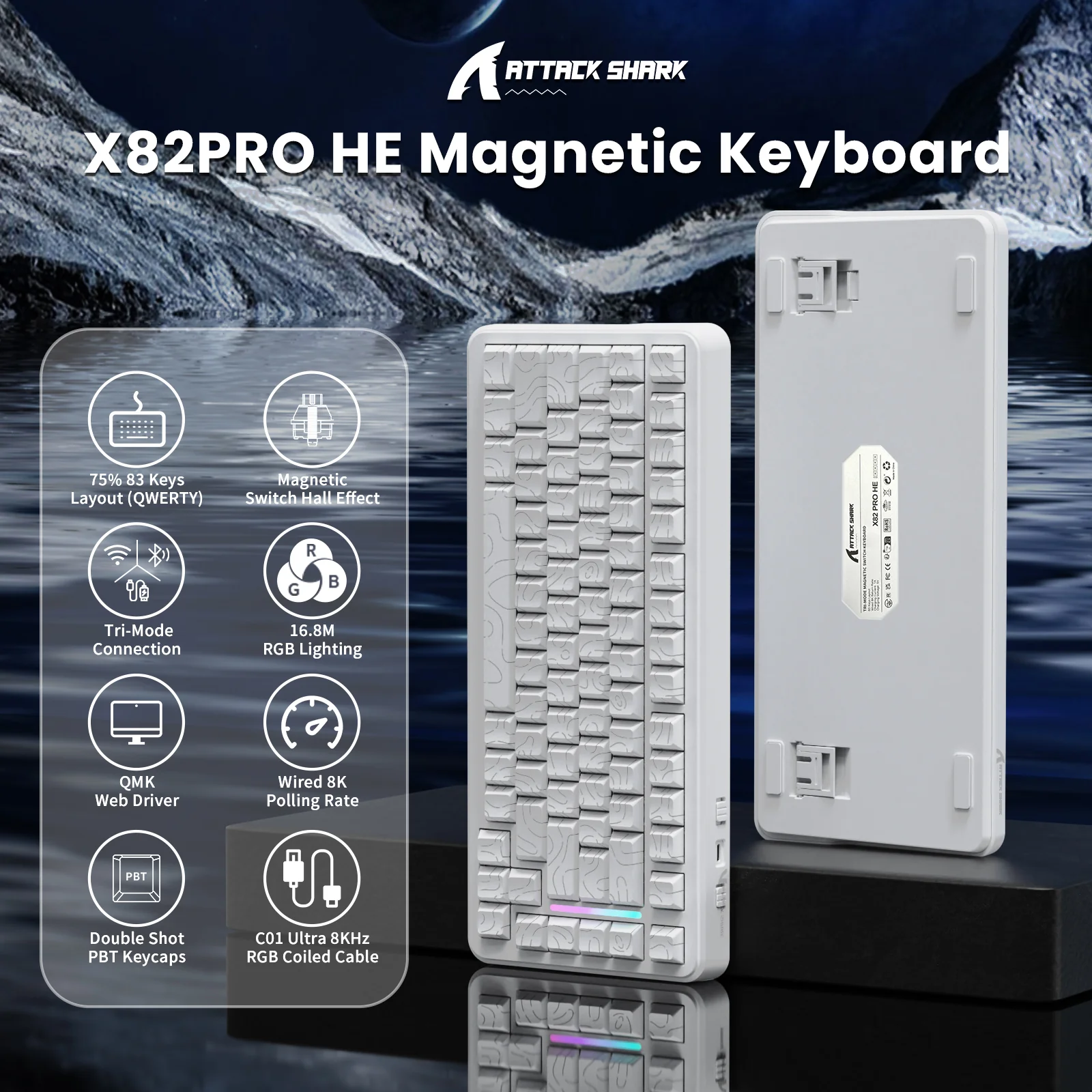 ATTACK SHARK X82PRO HE Magnetic Keyboard With C01Ultra RGB Coiled Cable 20 ATTACK SHARK X82PRO HE Magnetic Keyboard With C01Ultra RGB Coiled Cable