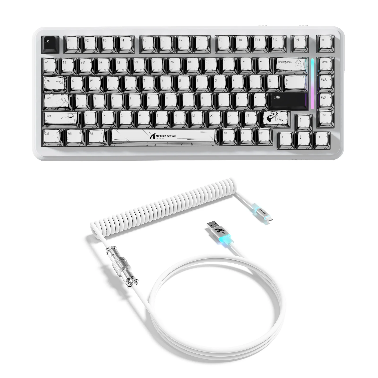 ATTACK SHARK X82PRO HE Magnetic Keyboard With C01Ultra RGB Coiled Cable 28 ATTACK SHARK X82PRO HE Magnetic Keyboard With C01Ultra RGB Coiled Cable