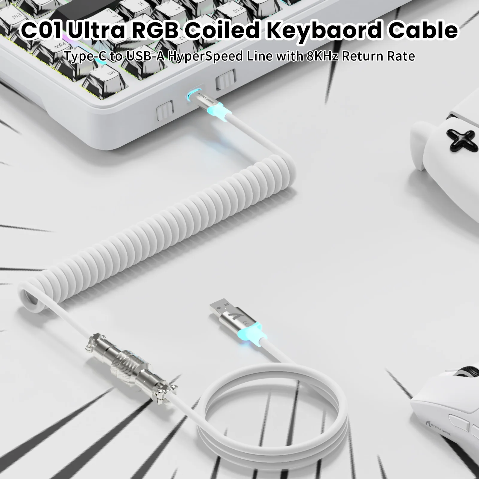 ATTACK SHARK X82PRO HE Magnetic Keyboard With C01Ultra RGB Coiled Cable 32 ATTACK SHARK X82PRO HE Magnetic Keyboard With C01Ultra RGB Coiled Cable