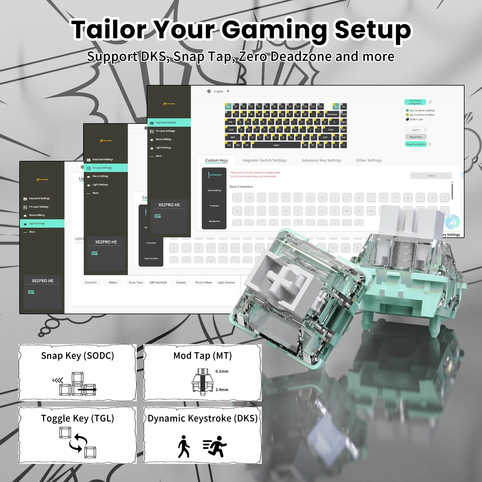 ATTACK SHARK X82PRO HE Magnetic Keyboard With C01Ultra RGB Coiled Cable 35 ATTACK SHARK X82PRO HE Magnetic Keyboard With C01Ultra RGB Coiled Cable