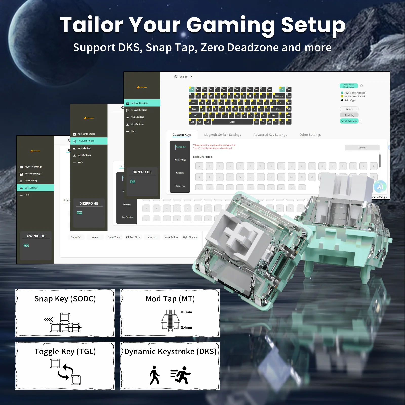 ATTACK SHARK X82PRO HE Magnetic Keyboard With C01Ultra RGB Coiled Cable 6 ATTACK SHARK X82PRO HE Magnetic Keyboard With C01Ultra RGB Coiled Cable