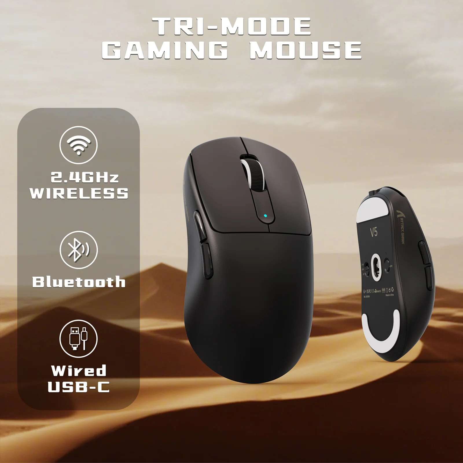 ATTACK SHARK V5 8KHz Wireless PAW3950MAX Gaming Mouse with C06 Ultra Cable 13 ATTACK SHARK V5 8KHz Wireless PAW3950MAX Gaming Mouse with C06 Ultra Cable