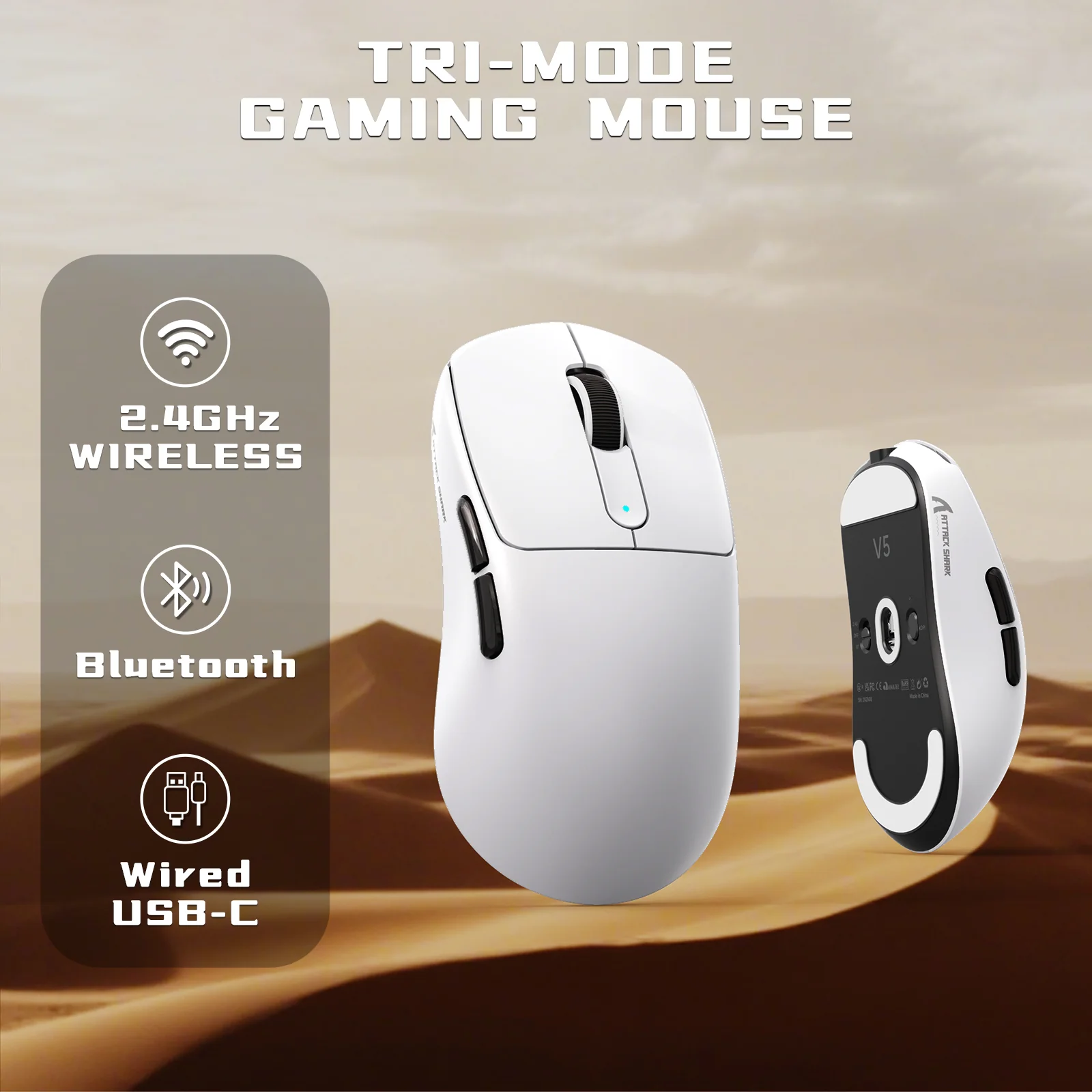 ATTACK SHARK V5 8KHz Wireless PAW3950MAX Gaming Mouse with C06 Ultra Cable 4 ATTACK SHARK V5 8KHz Wireless PAW3950MAX Gaming Mouse with C06 Ultra Cable