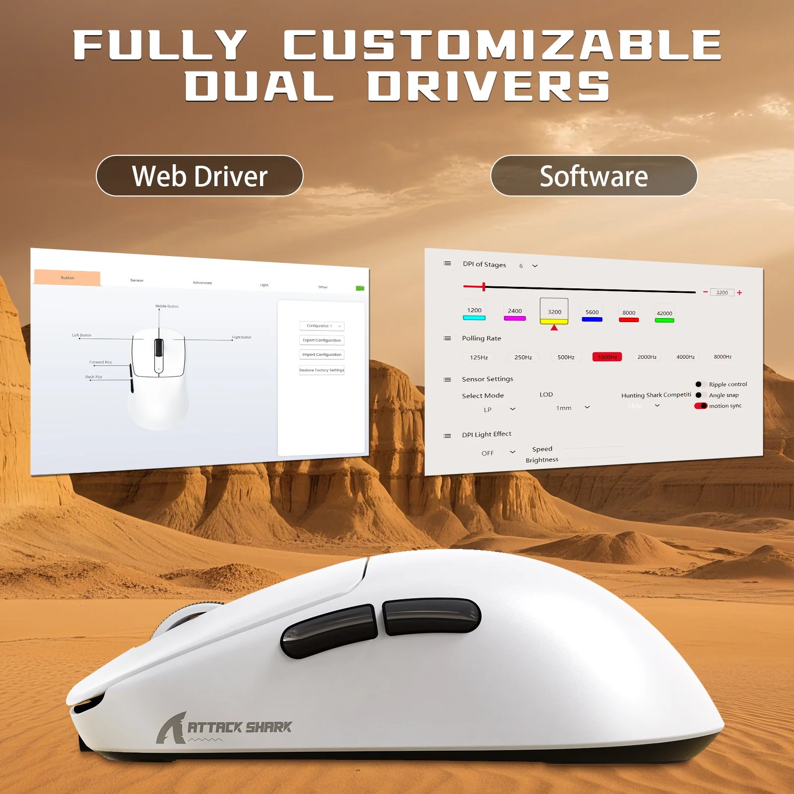 ATTACK SHARK V5 8KHz Wireless PAW3950MAX Gaming Mouse with C06 Ultra Cable 7 ATTACK SHARK V5 8KHz Wireless PAW3950MAX Gaming Mouse with C06 Ultra Cable