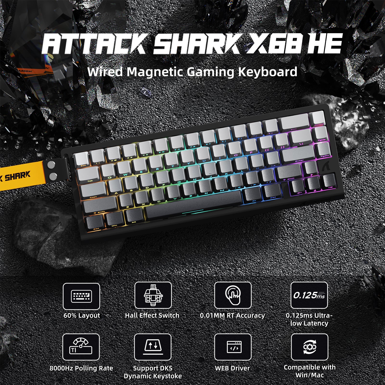 ATTACK SHARK X68HE Magnetic Keyboard With X3 Gaming Mouse Set 11 ATTACK SHARK X68HE Magnetic Keyboard With X3 Gaming Mouse Set
