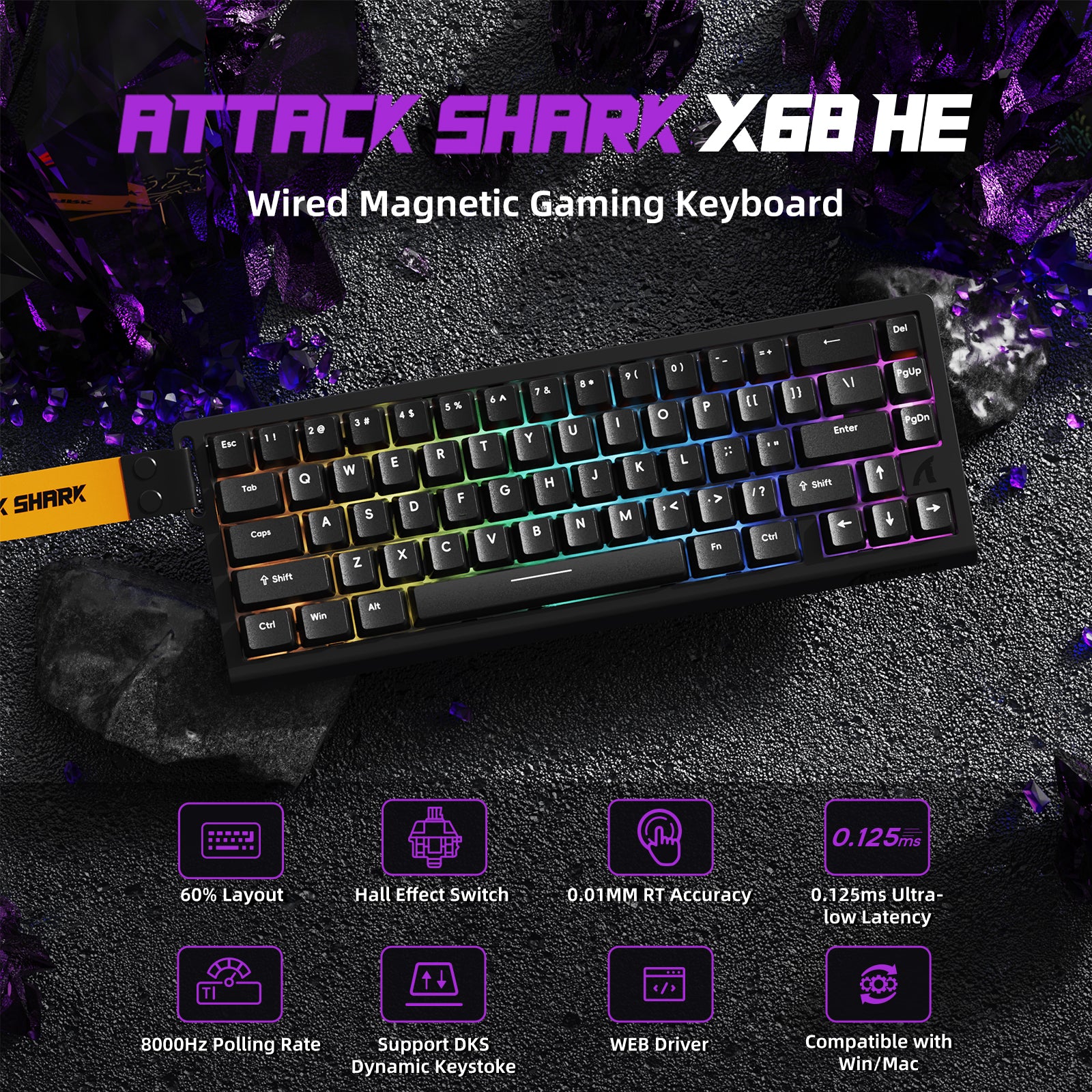 ATTACK SHARK X68HE Magnetic Keyboard With X3 Gaming Mouse Set 2 ATTACK SHARK X68HE Magnetic Keyboard With X3 Gaming Mouse Set