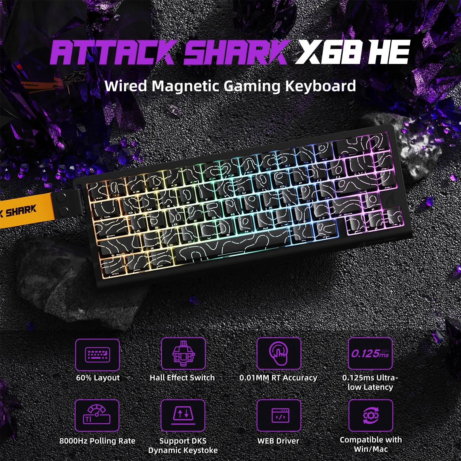 ATTACK SHARK X68HE Magnetic Keyboard With X3 Gaming Mouse Set 20 ATTACK SHARK X68HE Magnetic Keyboard With X3 Gaming Mouse Set