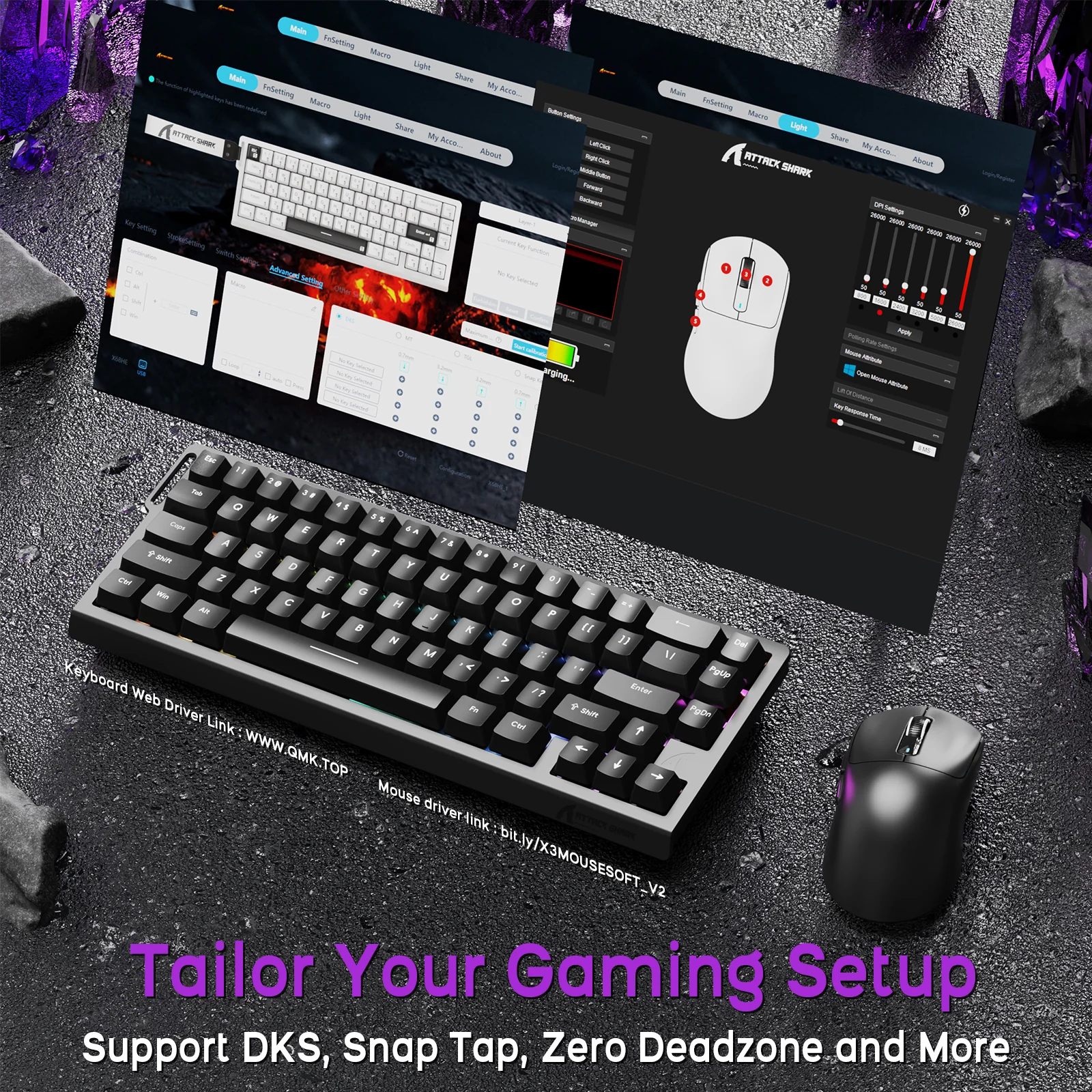ATTACK SHARK X68HE Magnetic Keyboard With X3 Gaming Mouse Set 3 ATTACK SHARK X68HE Magnetic Keyboard With X3 Gaming Mouse Set