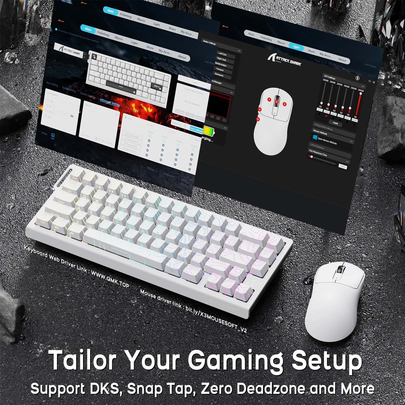 ATTACK SHARK X68HE Magnetic Keyboard With X3 Gaming Mouse Set 30 ATTACK SHARK X68HE Magnetic Keyboard With X3 Gaming Mouse Set