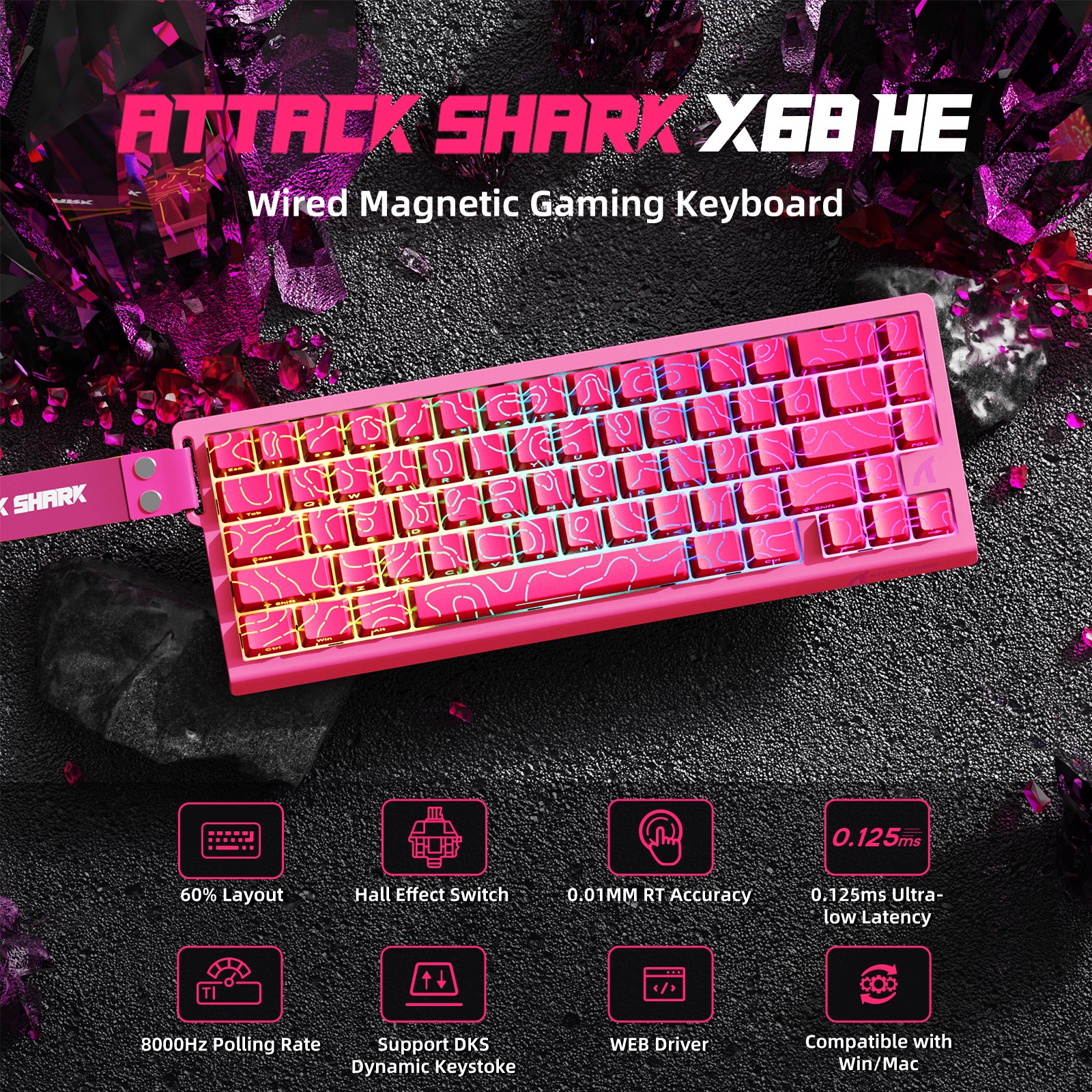 ATTACK SHARK X68HE Magnetic Keyboard With X3 Gaming Mouse Set 38 ATTACK SHARK X68HE Magnetic Keyboard With X3 Gaming Mouse Set