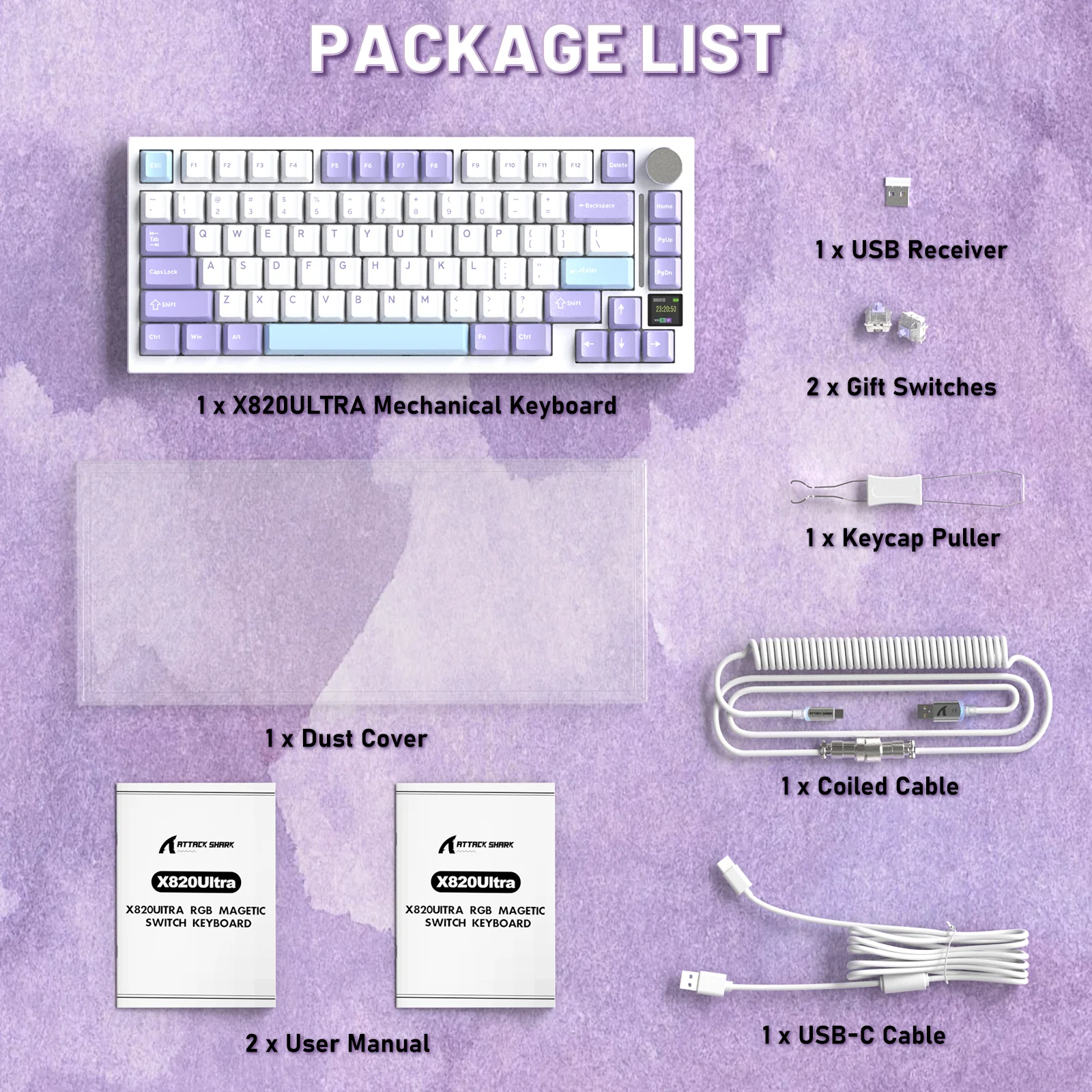 ATTACK SHARK X820ULTRA Mechanical Keyboard with C01ULTRA Coiled Cable 18 ATTACK SHARK X820ULTRA Mechanical Keyboard with C01ULTRA Coiled Cable