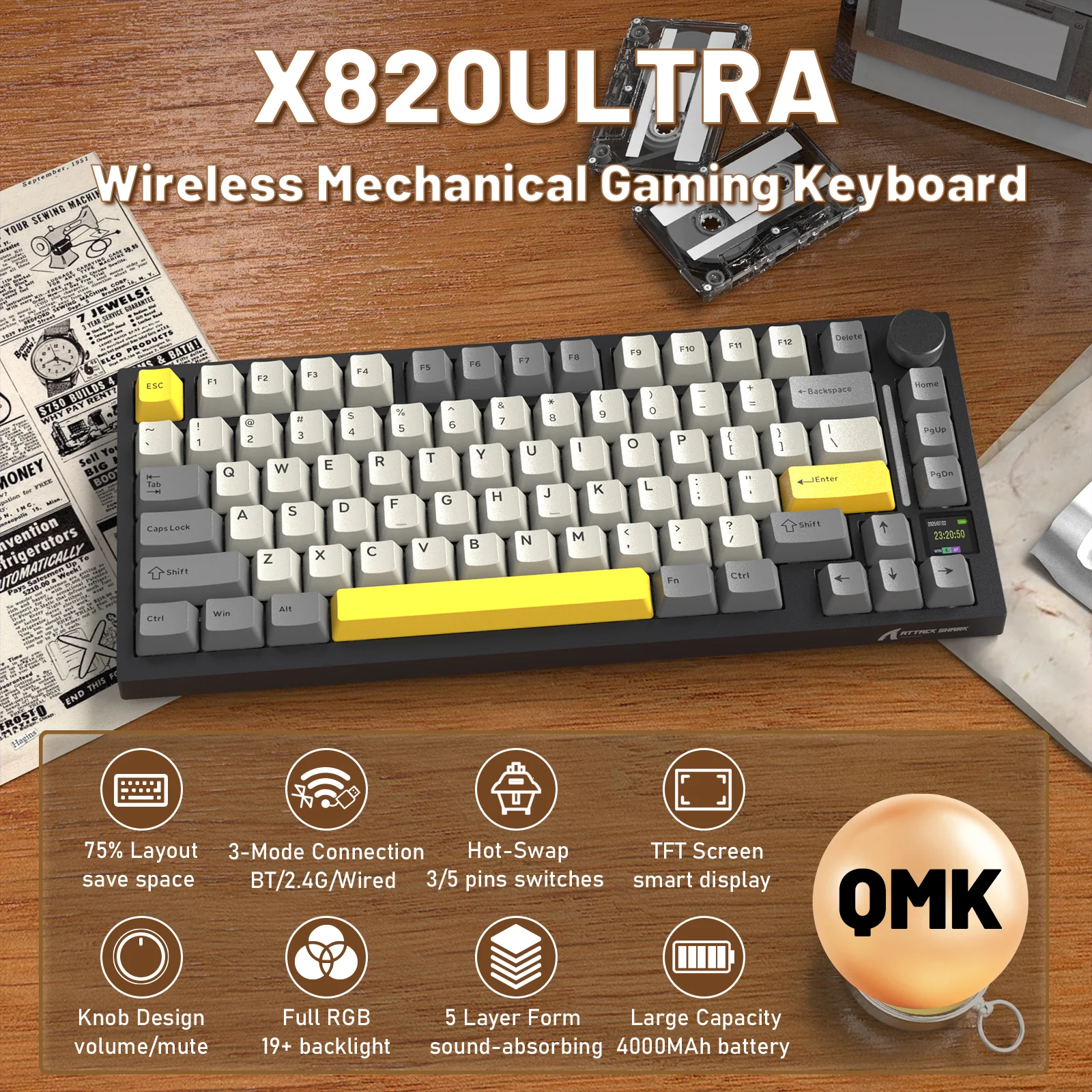 ATTACK SHARK X820ULTRA Mechanical Keyboard with C01ULTRA Coiled Cable 20 ATTACK SHARK X820ULTRA Mechanical Keyboard with C01ULTRA Coiled Cable
