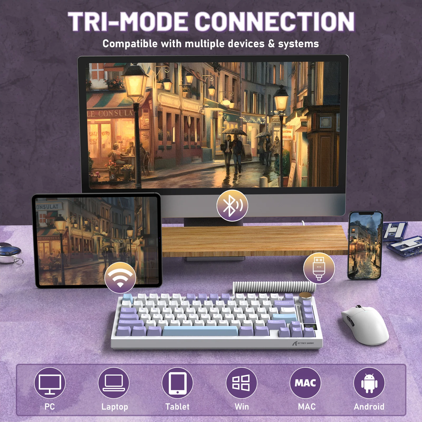 ATTACK SHARK X820ULTRA Mechanical Keyboard with C01ULTRA Coiled Cable 3 ATTACK SHARK X820ULTRA Mechanical Keyboard with C01ULTRA Coiled Cable