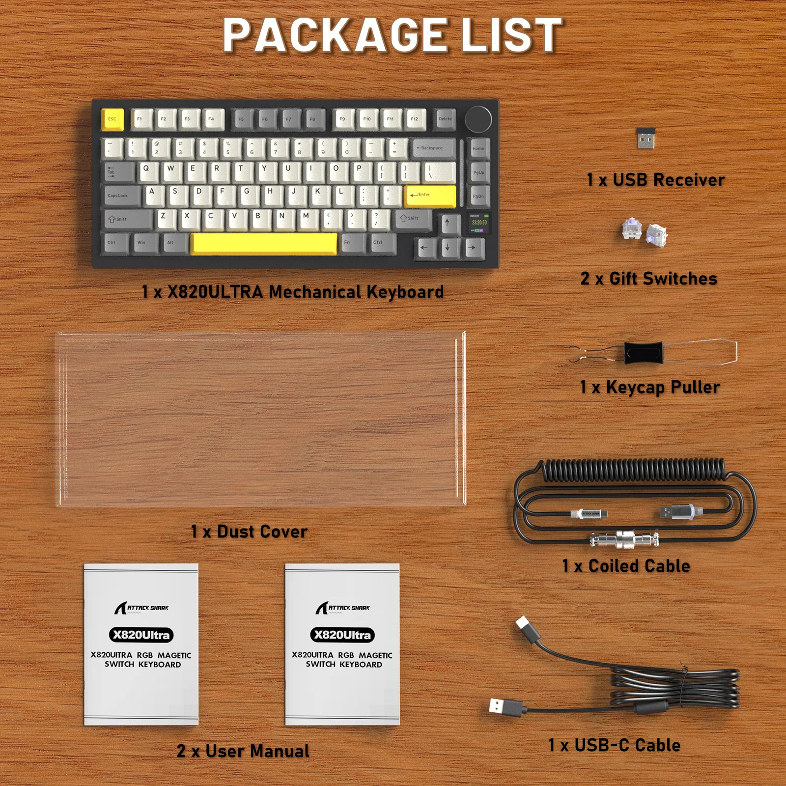 ATTACK SHARK X820ULTRA Mechanical Keyboard with C01ULTRA Coiled Cable 36 ATTACK SHARK X820ULTRA Mechanical Keyboard with C01ULTRA Coiled Cable