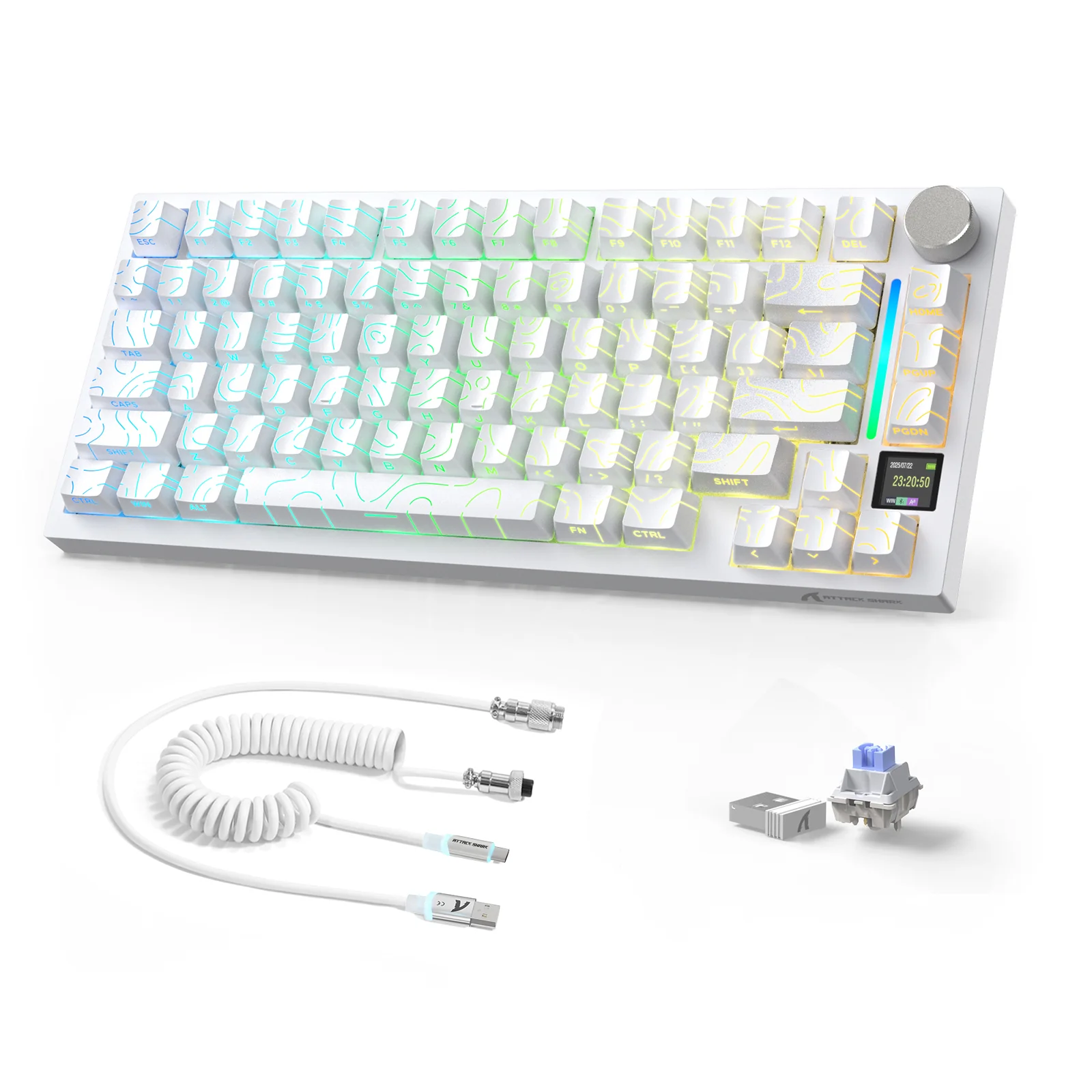 ATTACK SHARK X820ULTRA Mechanical Keyboard with C01ULTRA Coiled Cable 55 ATTACK SHARK X820ULTRA Mechanical Keyboard with C01ULTRA Coiled Cable