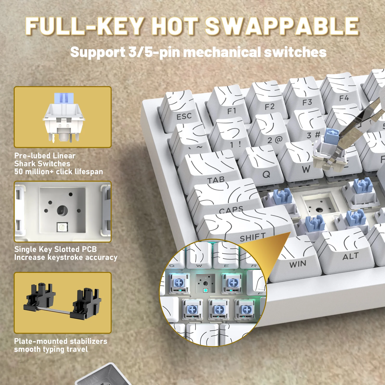 ATTACK SHARK X820ULTRA Mechanical Keyboard with C01ULTRA Coiled Cable 59 ATTACK SHARK X820ULTRA Mechanical Keyboard with C01ULTRA Coiled Cable