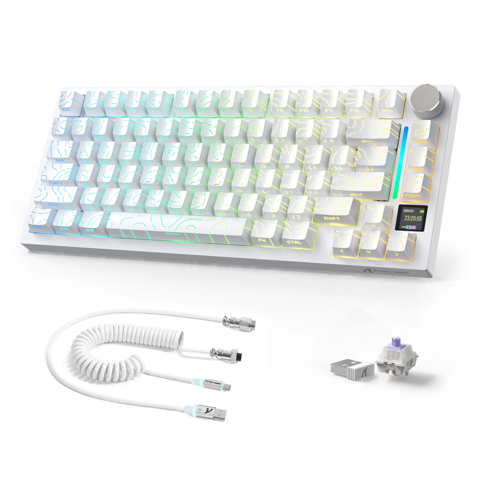 ATTACK SHARK X820ULTRA Mechanical Keyboard with C01ULTRA Coiled Cable 64 ATTACK SHARK X820ULTRA Mechanical Keyboard with C01ULTRA Coiled Cable