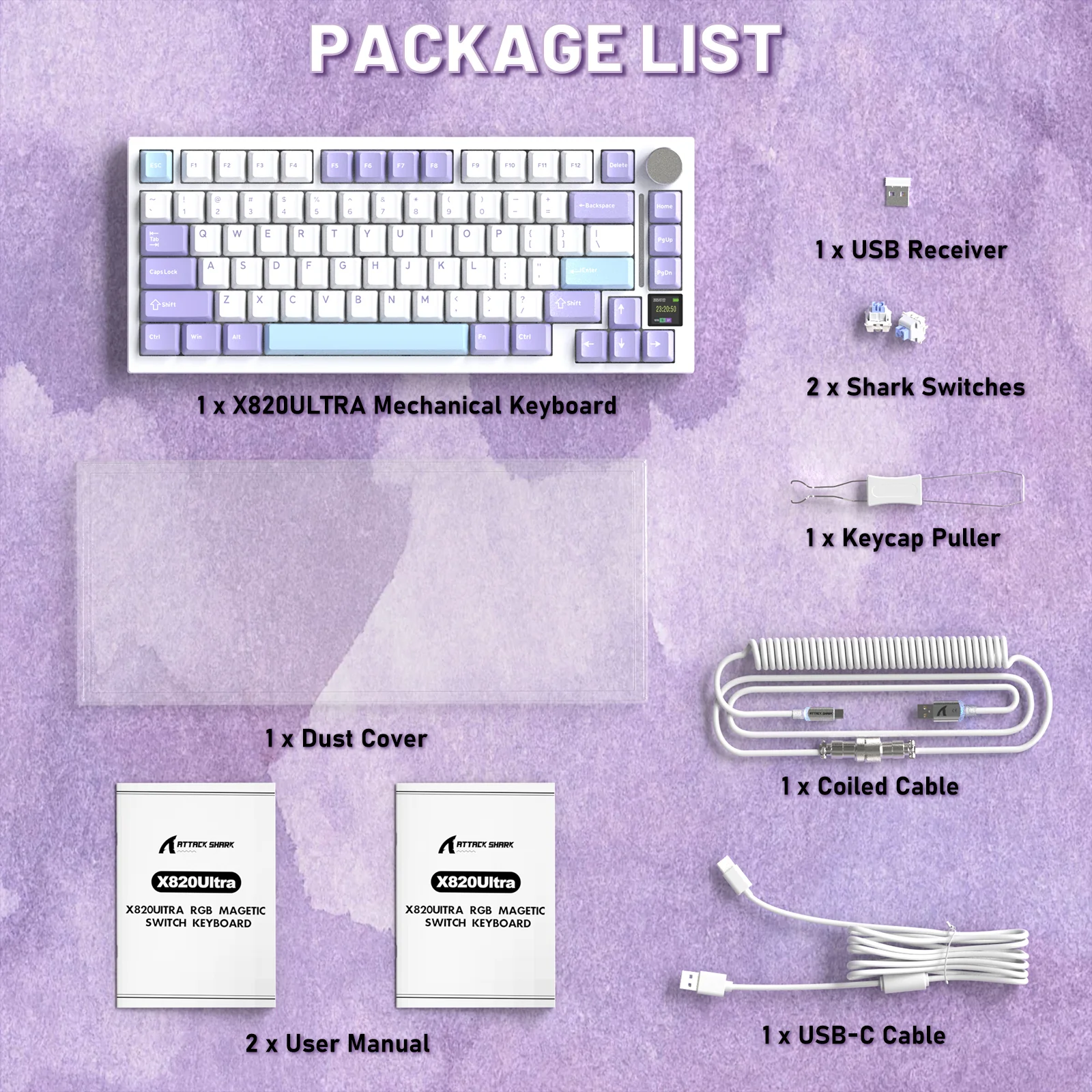 ATTACK SHARK X820ULTRA Mechanical Keyboard with C01ULTRA Coiled Cable 9 ATTACK SHARK X820ULTRA Mechanical Keyboard with C01ULTRA Coiled Cable