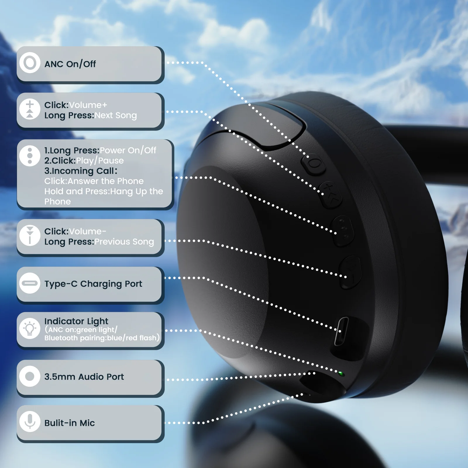 ATTACK SHARK G300 ANC Foldable Ultra-Light Dual-Mode Headphones 8 ATTACK SHARK G300 ANC Foldable Ultra-Light Dual-Mode Headphones