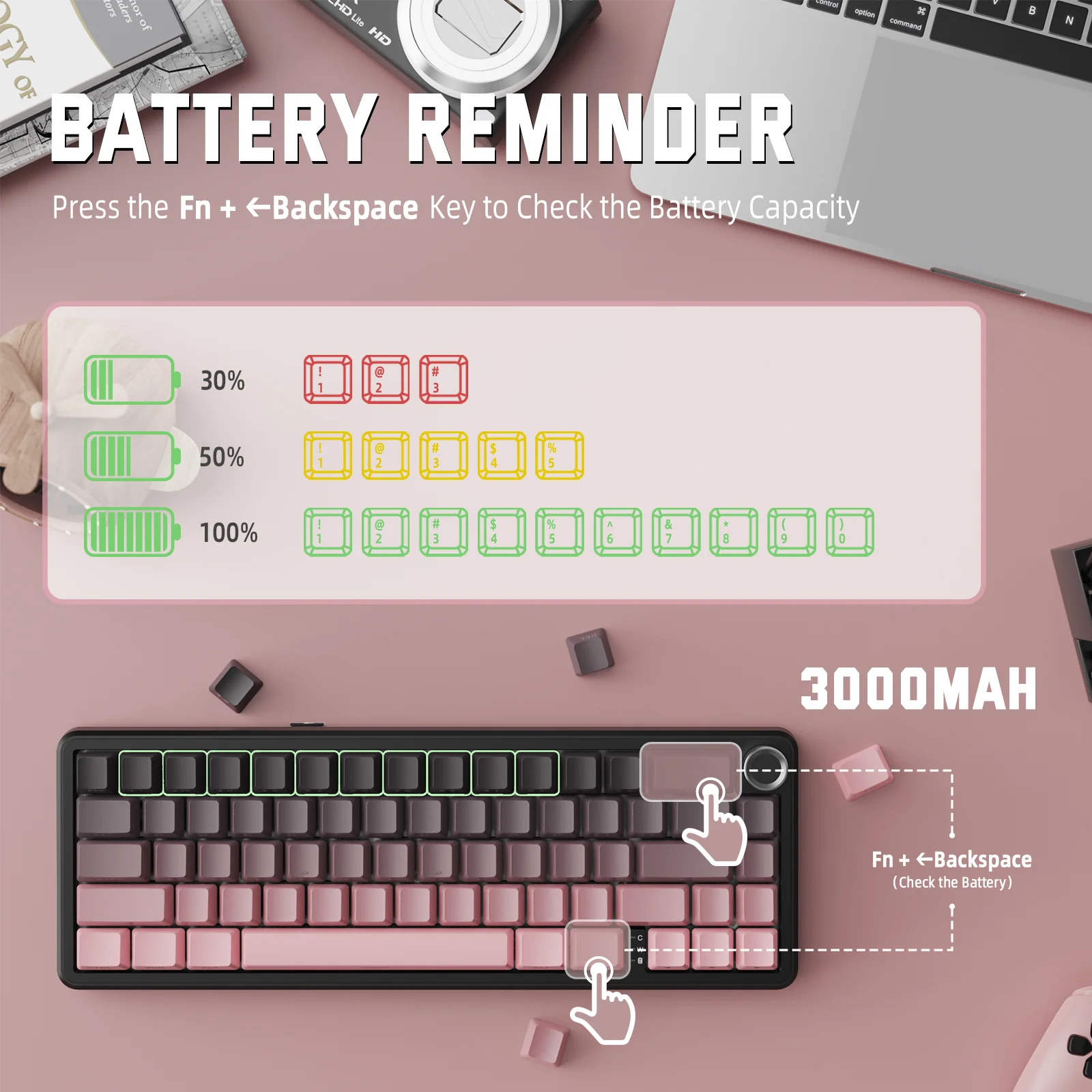 ATTACK SHARK X66 Wireless Mechanical Keyboard with Side Printed PBT Keycaps 15 ATTACK SHARK X66 Wireless Mechanical Keyboard with Side Printed PBT Keycaps