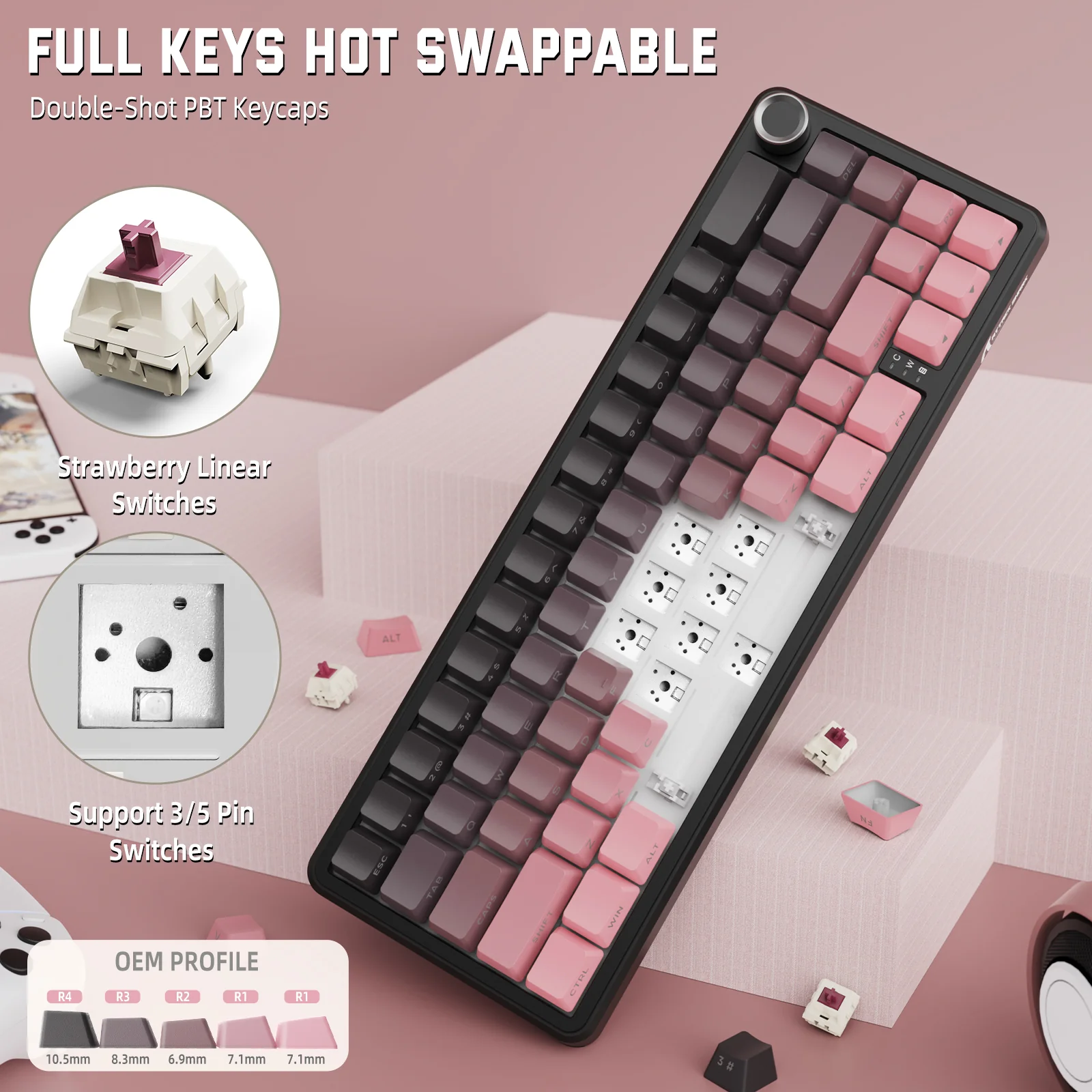 ATTACK SHARK X66 Wireless Mechanical Keyboard with Side Printed PBT Keycaps 16 ATTACK SHARK X66 Wireless Mechanical Keyboard with Side Printed PBT Keycaps