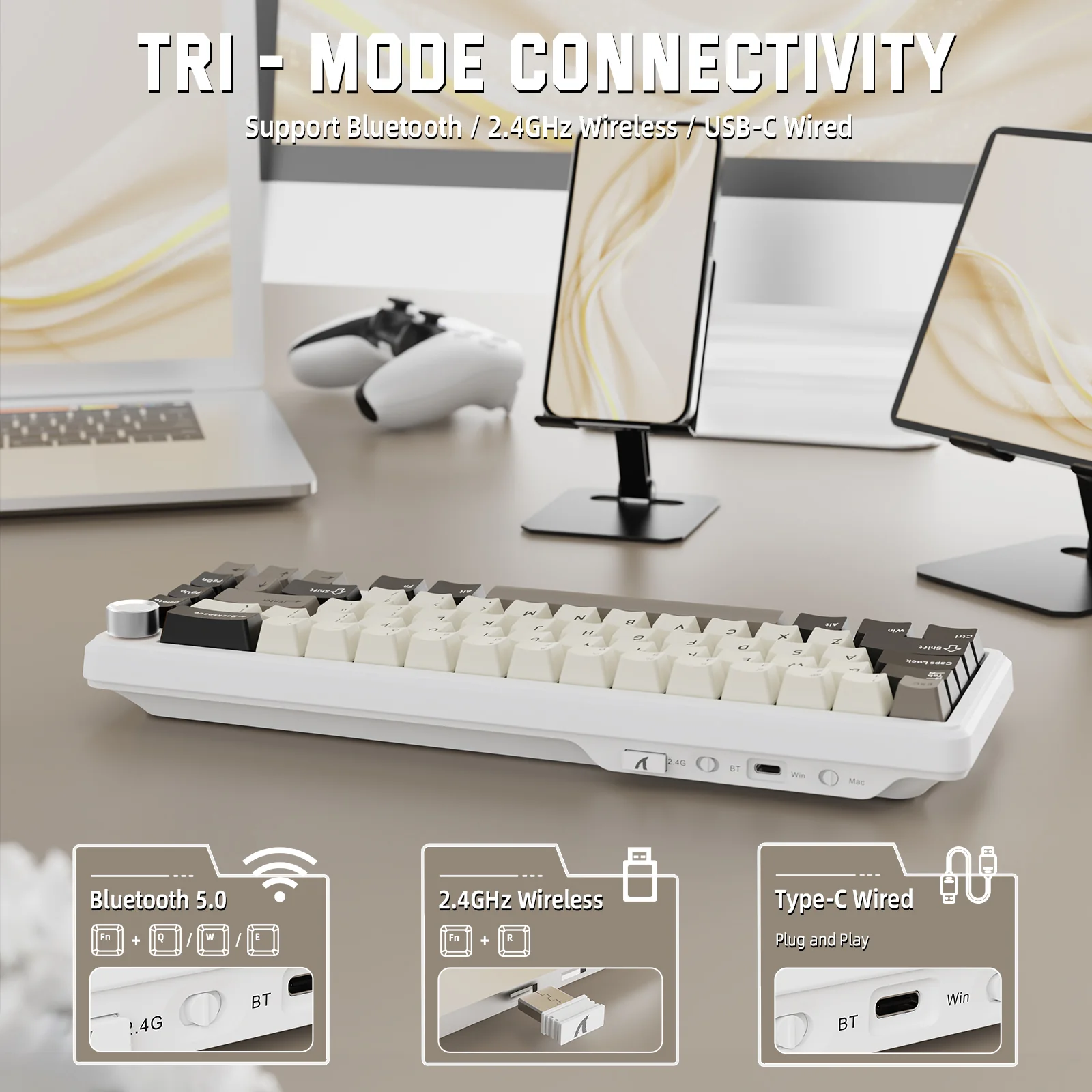 ATTACK SHARK X66 Wireless Mechanical Keyboard with Side Printed PBT Keycaps 21 ATTACK SHARK X66 Wireless Mechanical Keyboard with Side Printed PBT Keycaps